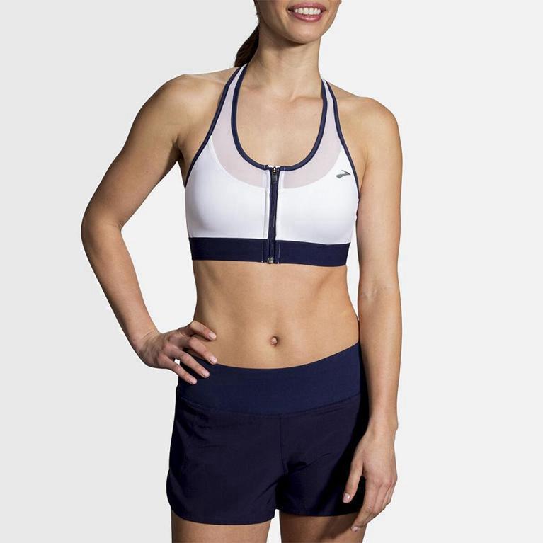 Brooks Fastforward Zip Womens Running Bra - White - Philippines (287615ZQB)